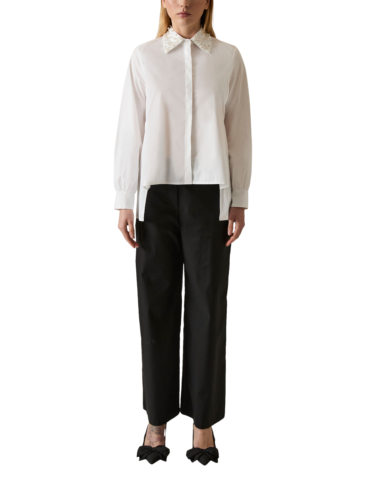 Product image 1 of 7, which shows James Lakeland Pearl Collar Long Sleeve Shirt, White, 8