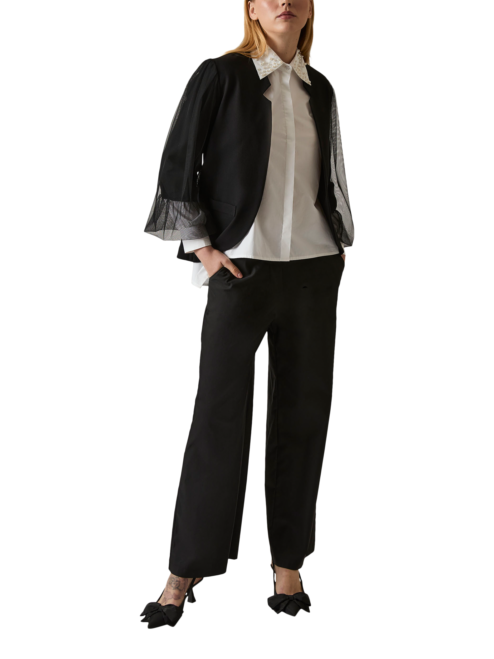 Product image 6 of 7, which shows James Lakeland Pearl Collar Long Sleeve Shirt, White, 8