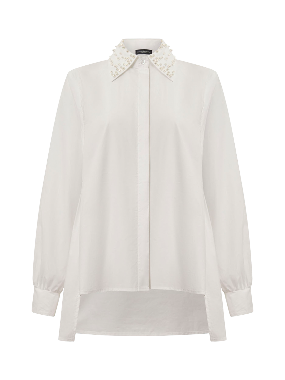 Product image 7 of 7, which shows James Lakeland Pearl Collar Long Sleeve Shirt, White, 8