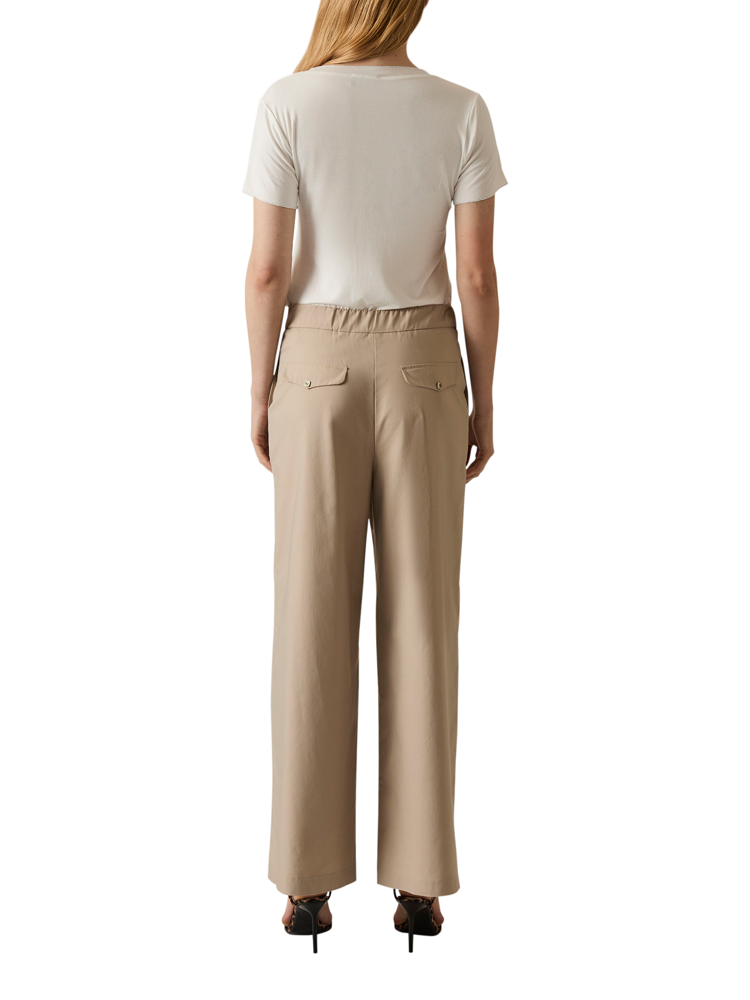 Product image 2 of 6, which shows James Lakeland High Waist Wide Leg Trousers, Beige, 8