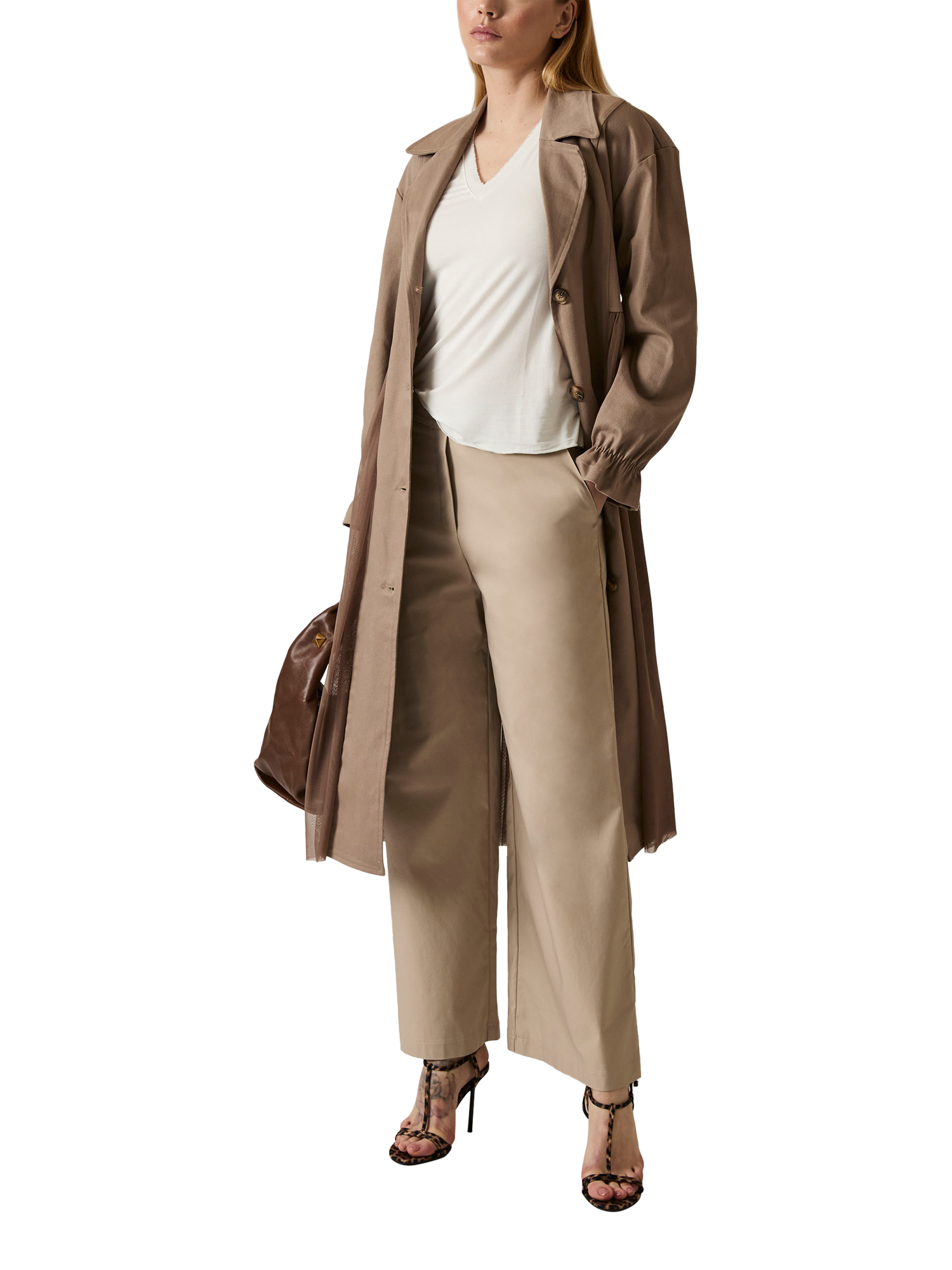 Product image 5 of 6, which shows James Lakeland High Waist Wide Leg Trousers, Beige, 8