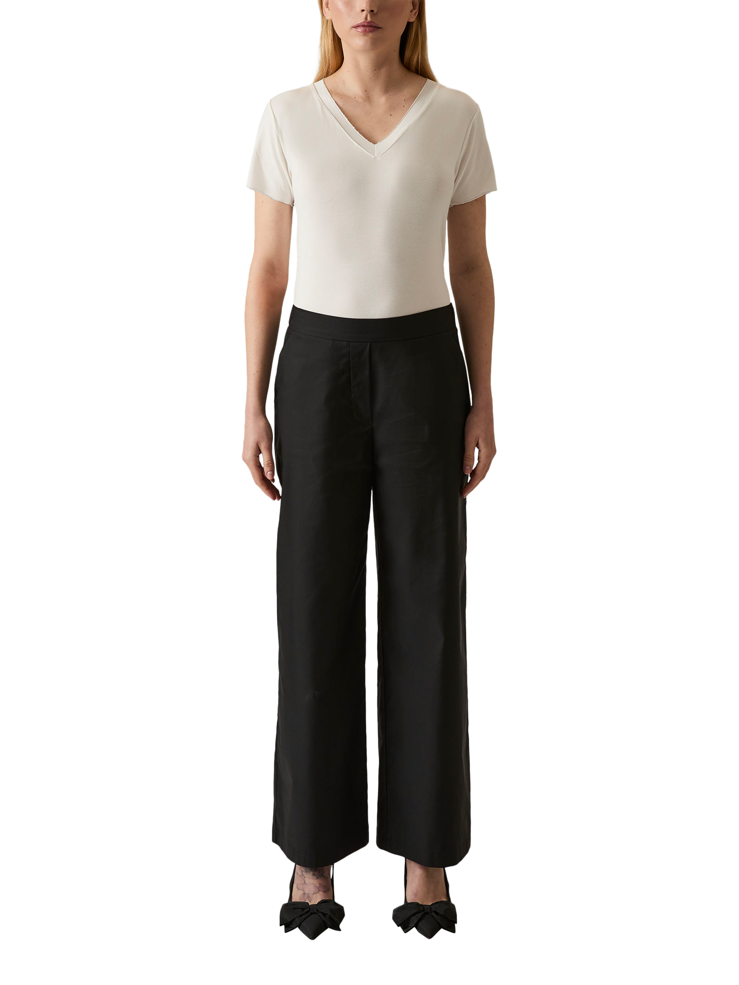 Product image 1 of 6, which shows James Lakeland High Waist Wide Leg Trousers, Black, 8