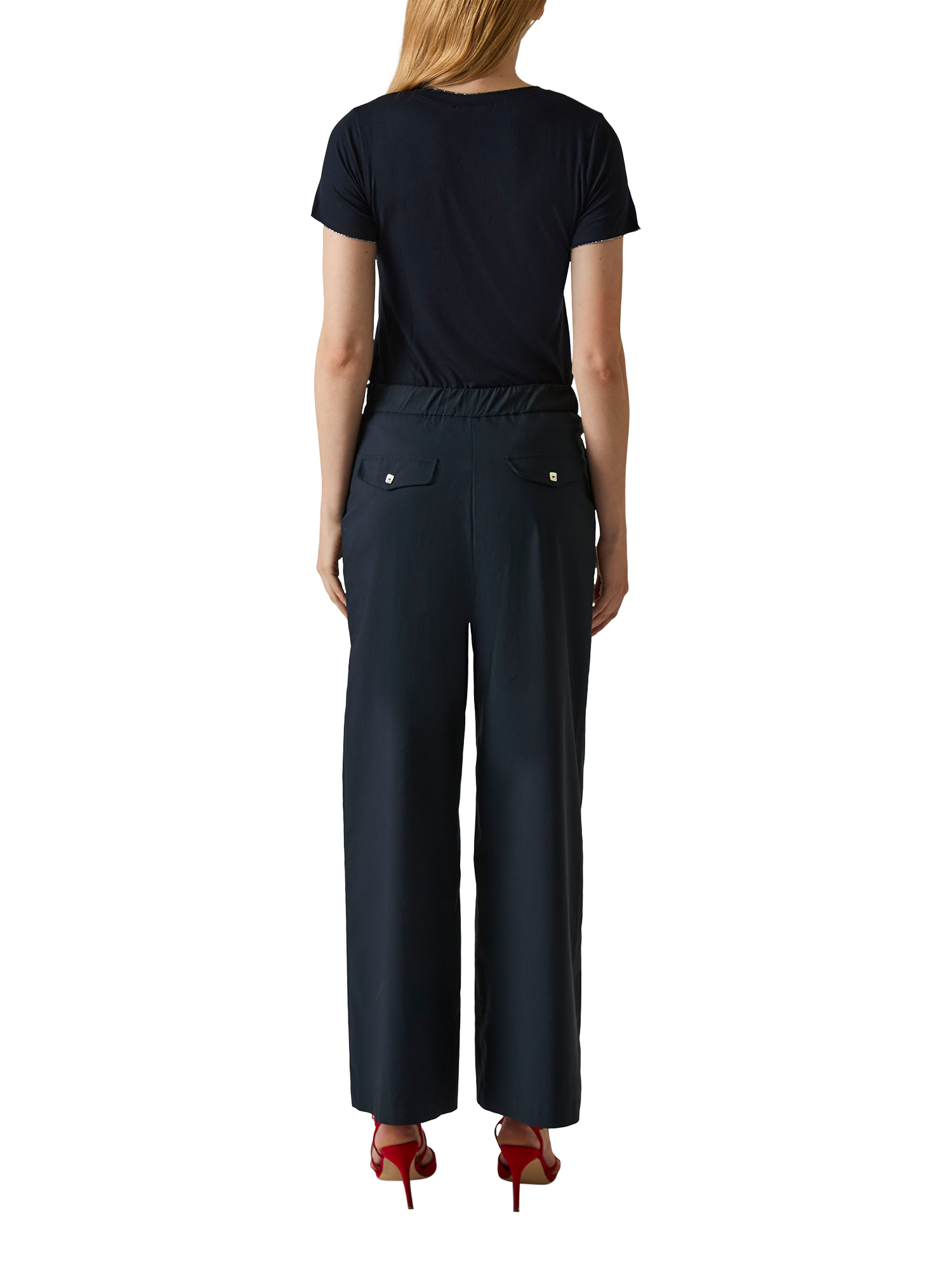 Product image 2 of 6, which shows James Lakeland High Waist Wide Leg Trousers, Navy, 8