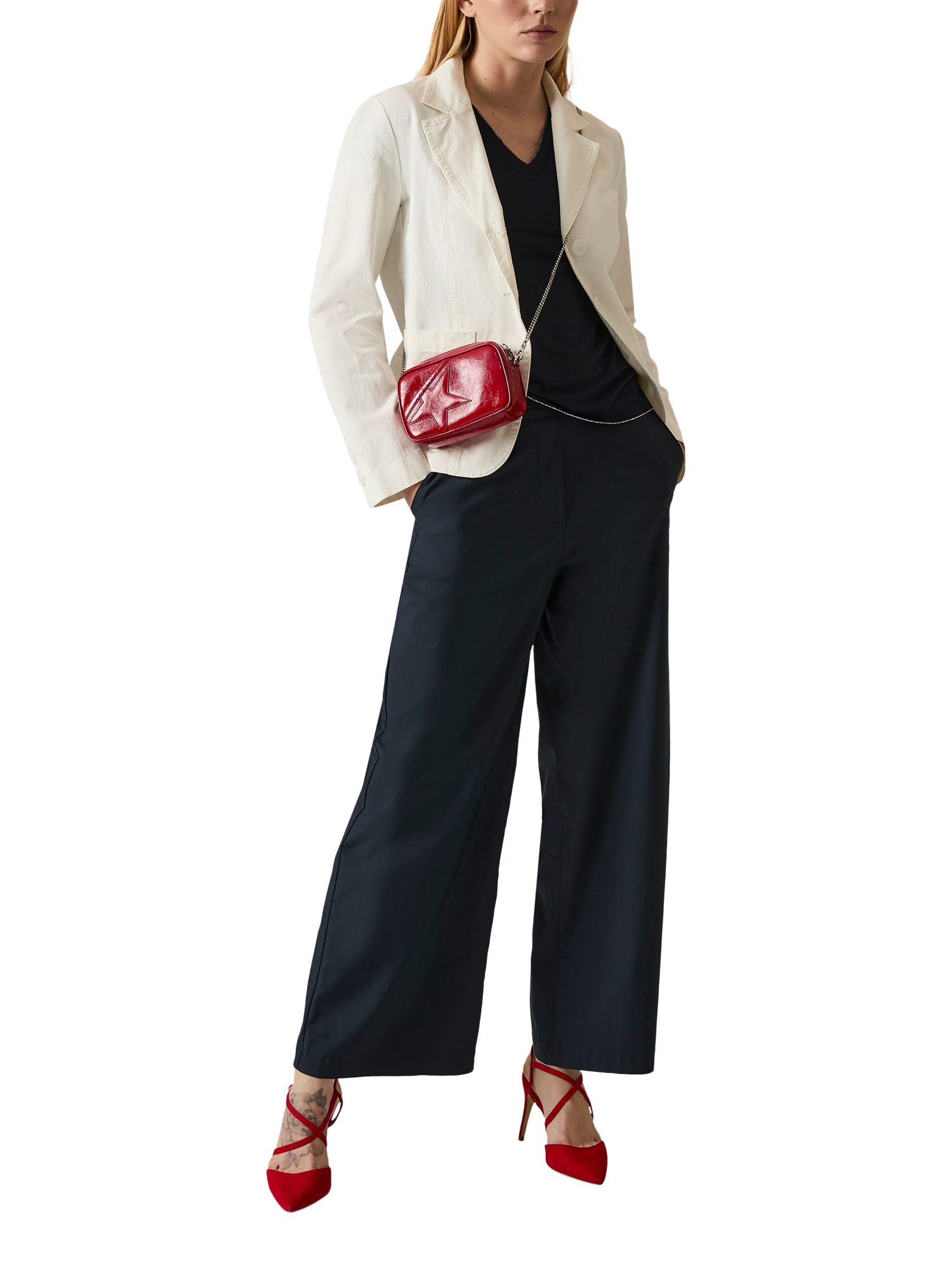 Product image 5 of 6, which shows James Lakeland High Waist Wide Leg Trousers, Navy, 8