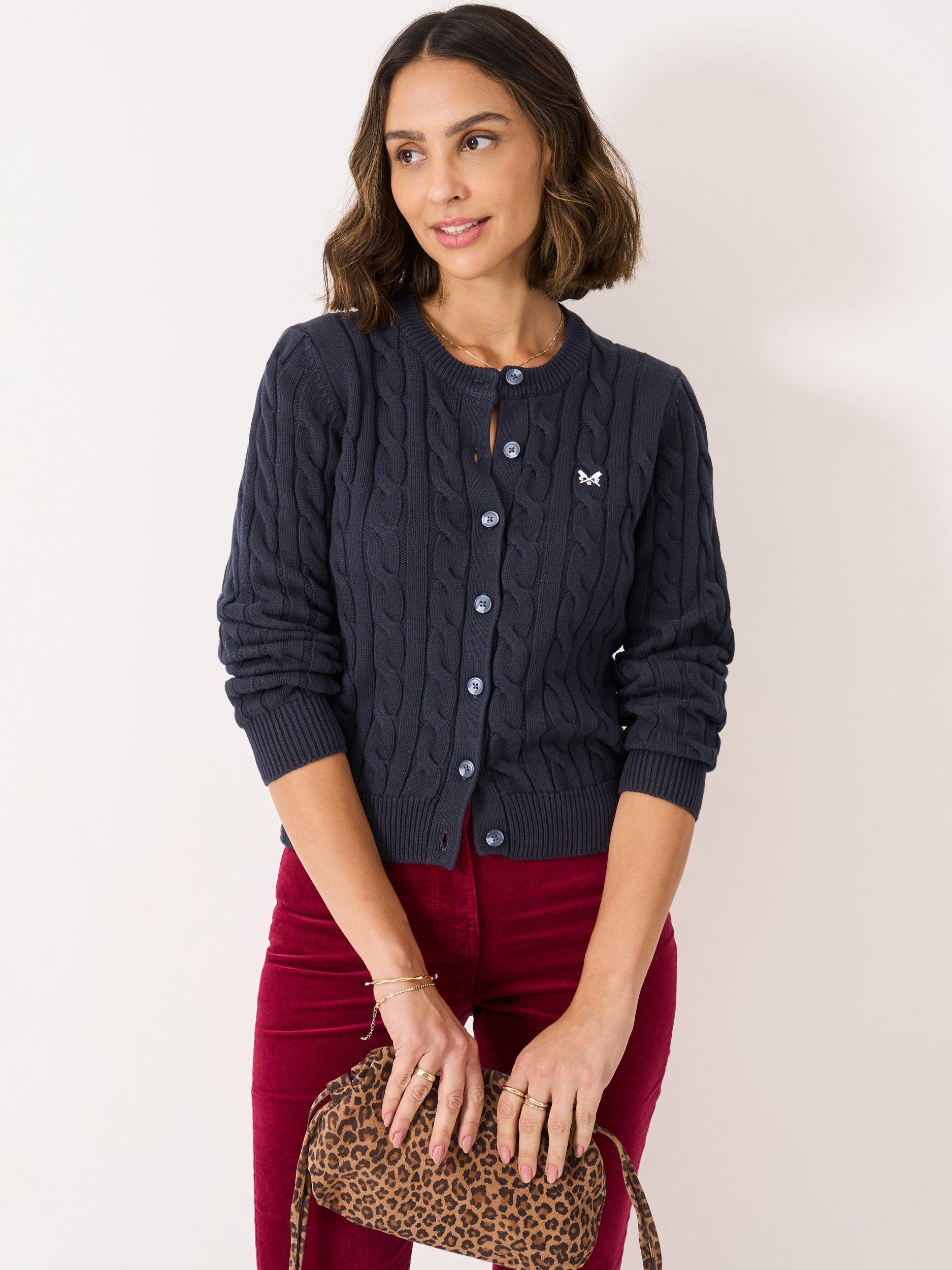 Cable Knit Cardigan in Navy main image 1