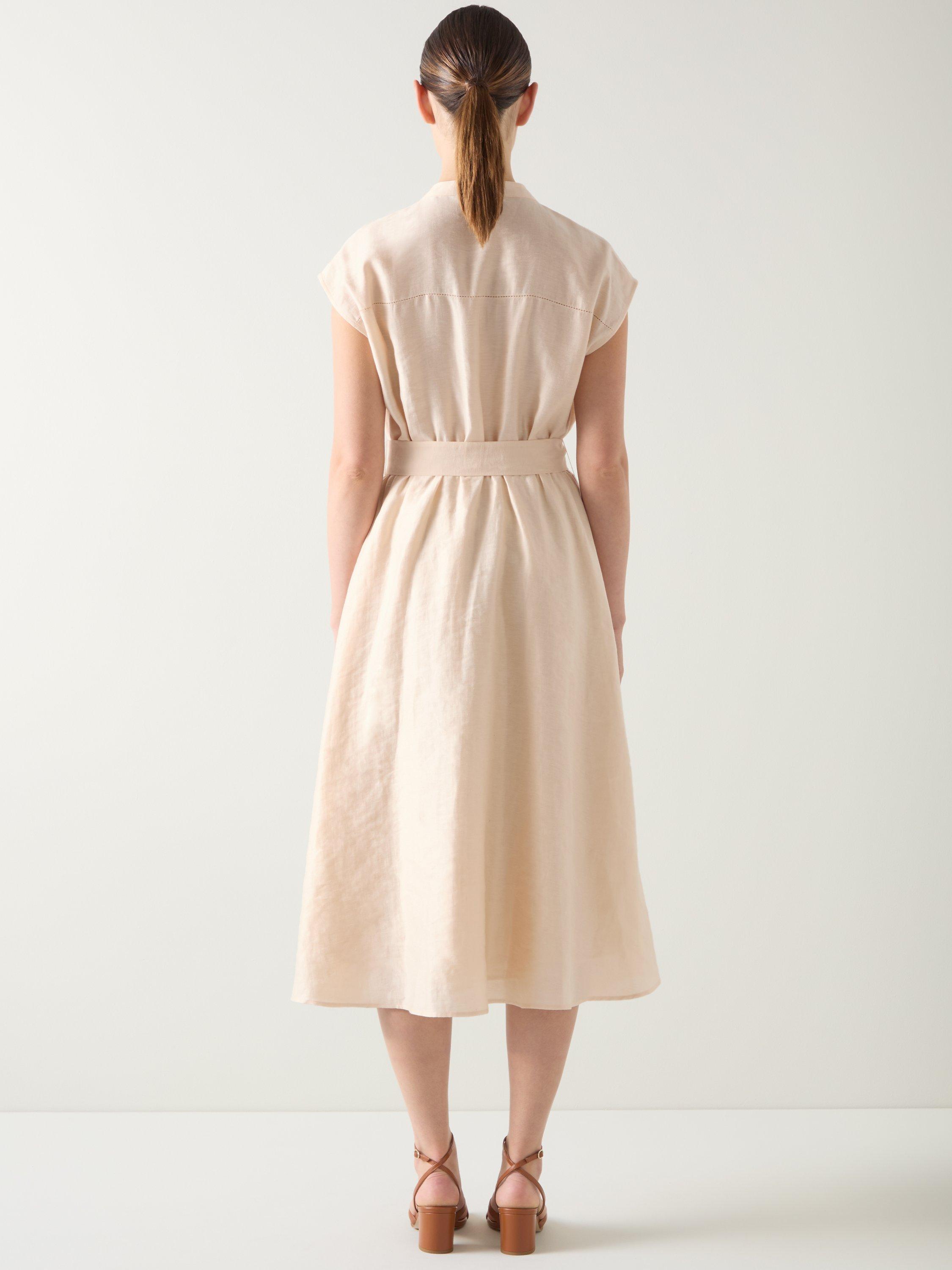 Product image 3 of 5, which shows L.K.Bennett Fran Utility Linen Blend Shirt Dress, Pale Beige, 6
