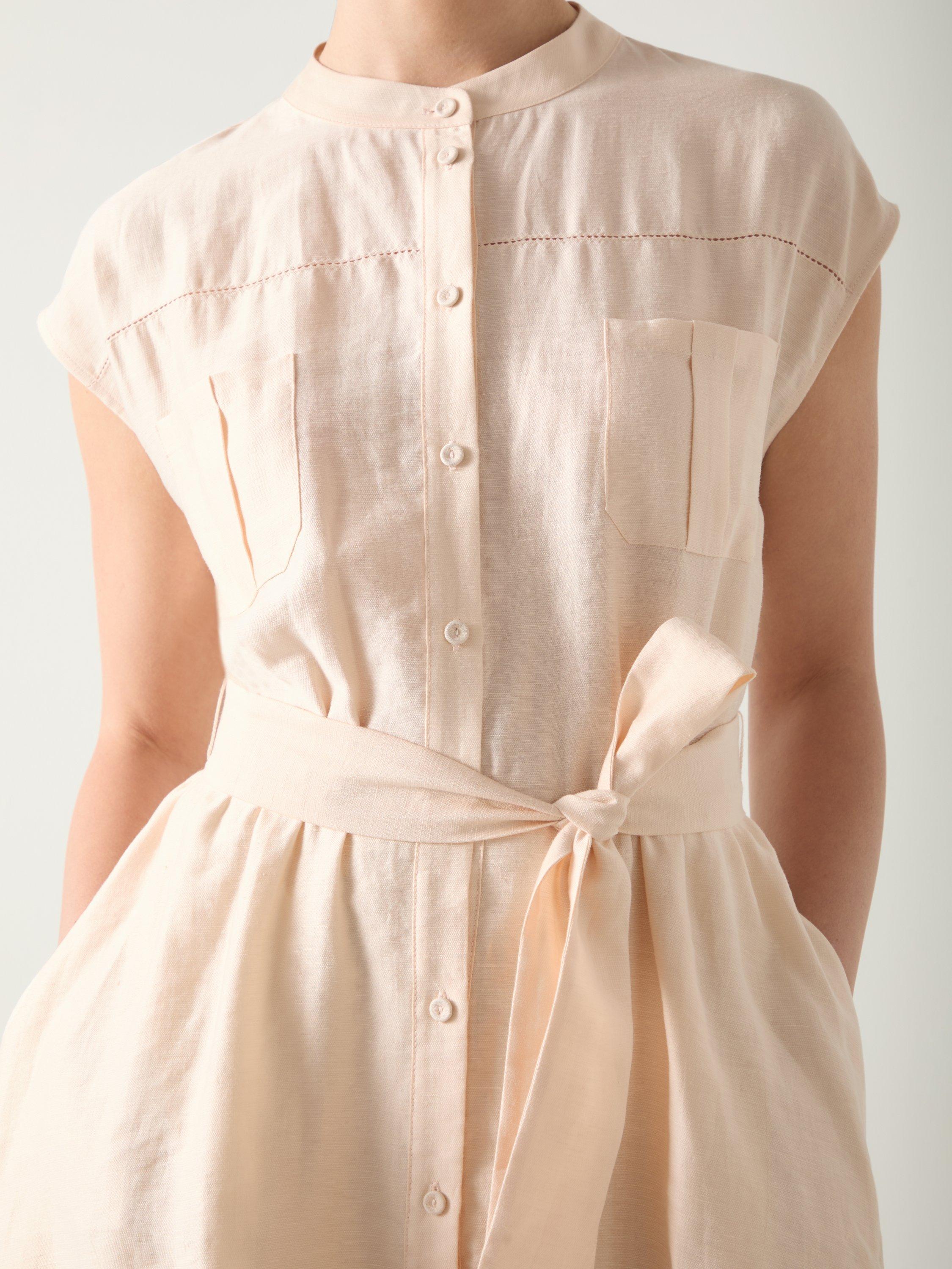 Product image 4 of 5, which shows L.K.Bennett Fran Utility Linen Blend Shirt Dress, Pale Beige, 6