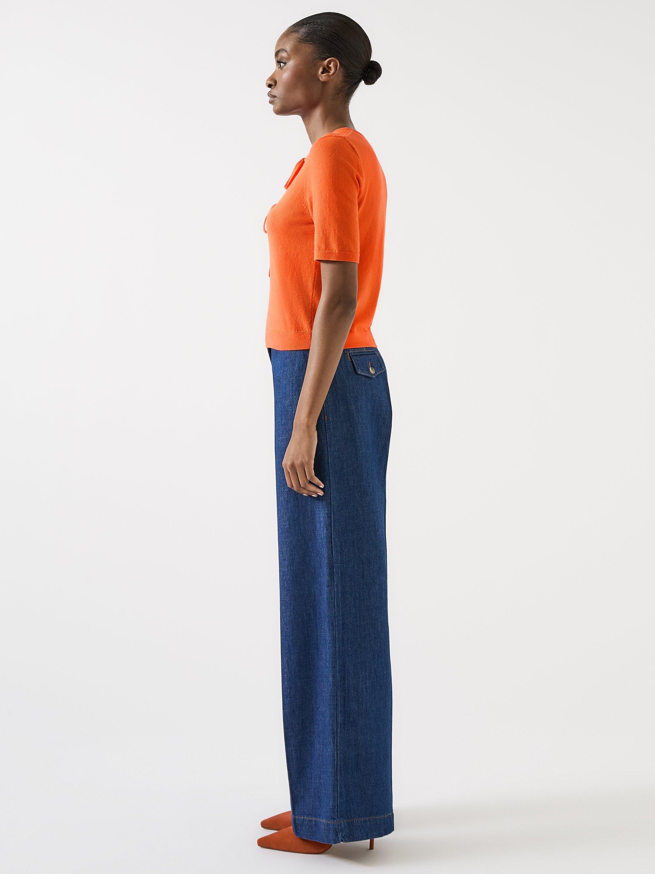 Product image 2 of 4, which shows L.K.Bennett Nerys Tie Front Knit Top, Burnt Orange, XS