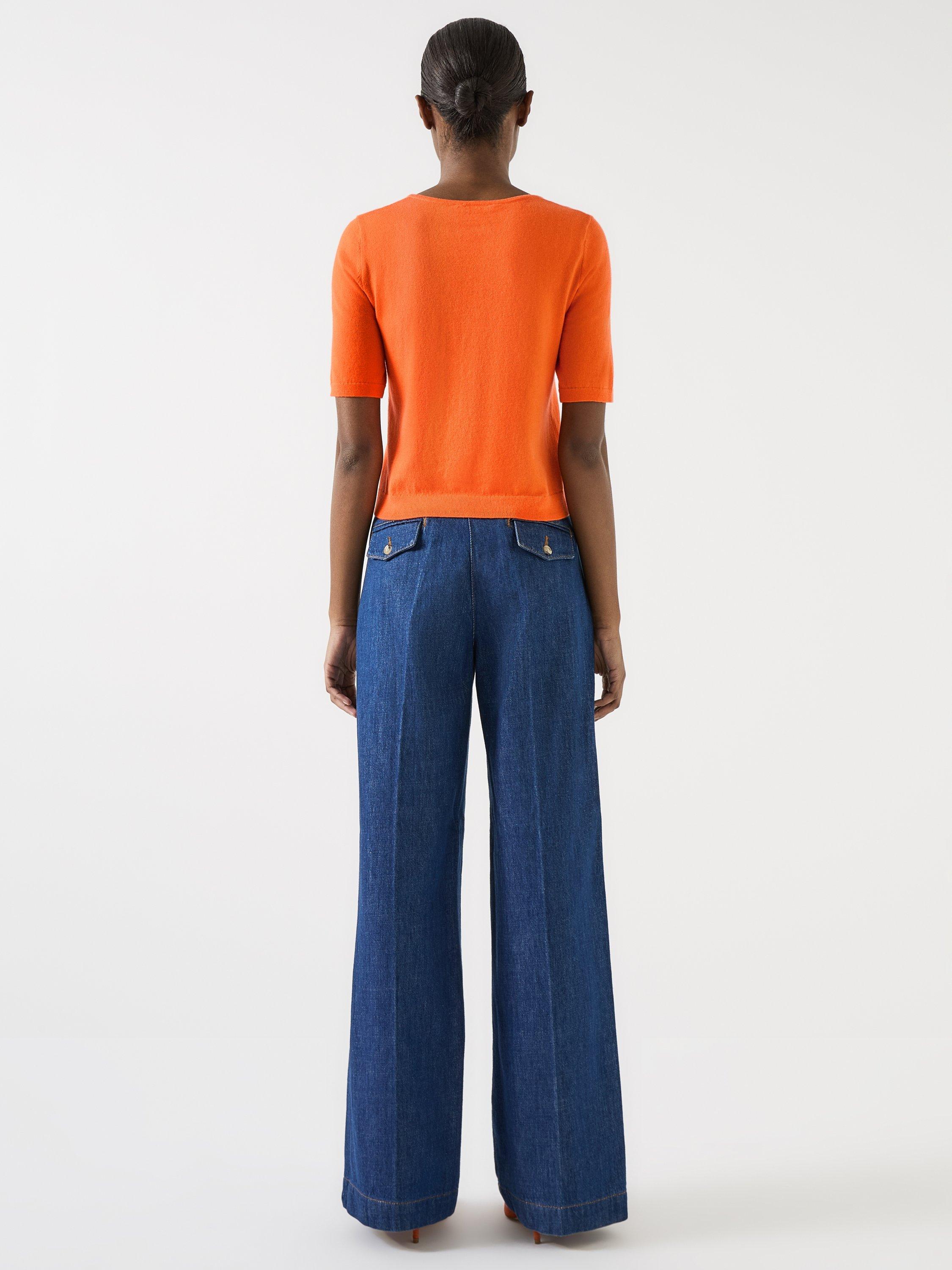 Product image 3 of 4, which shows L.K.Bennett Nerys Tie Front Knit Top, Burnt Orange, XS