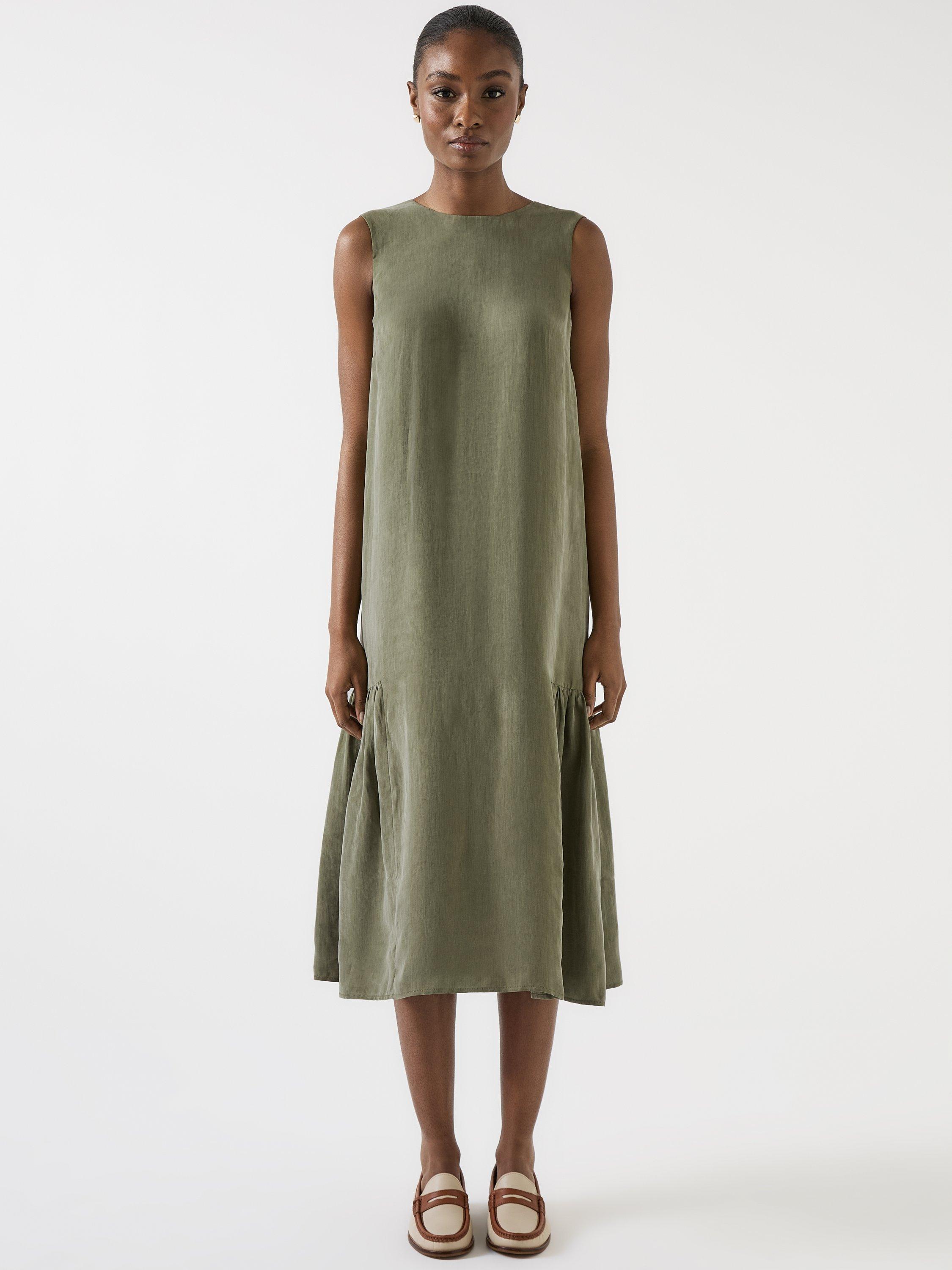 Product image 1 of 5, which shows L.K.Bennett Alma Drape Midi Dress, Sage, 6