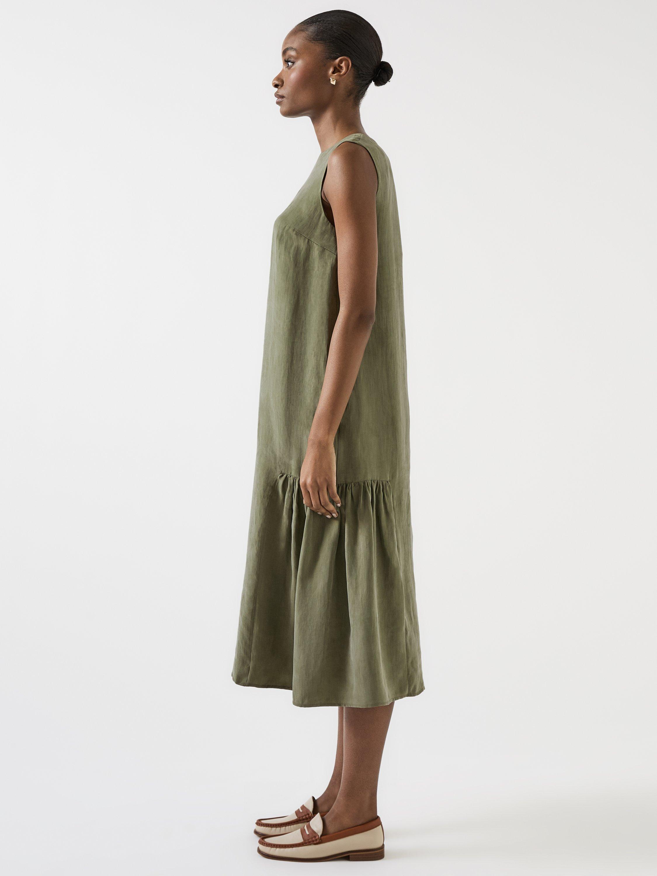 Product image 2 of 5, which shows L.K.Bennett Alma Drape Midi Dress, Sage, 6
