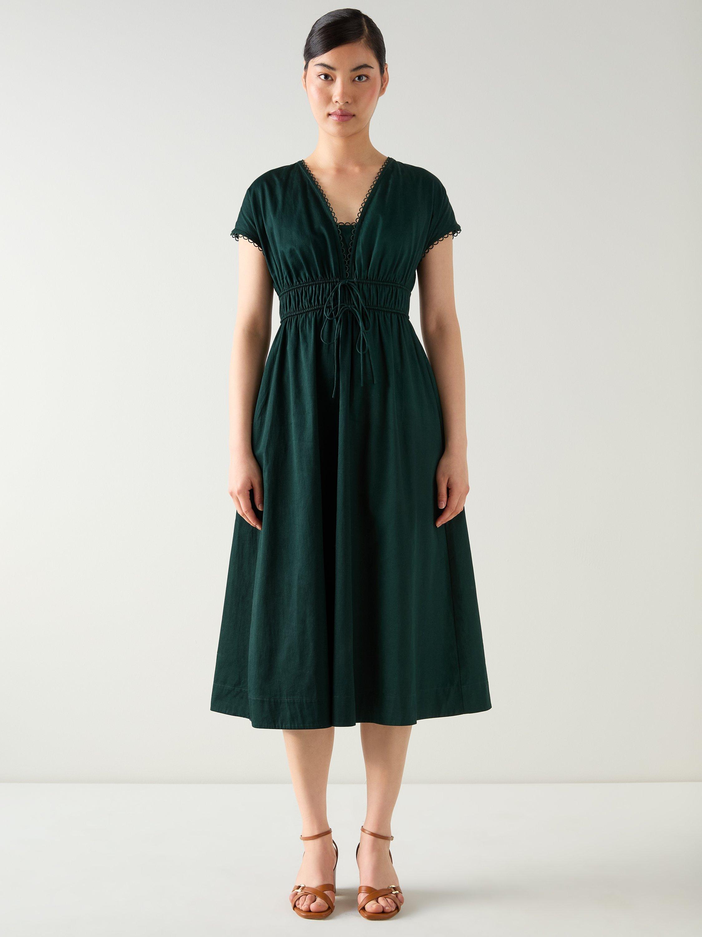 Product image 1 of 4, which shows L.K.Bennett Emi Dress, Dark Green, 6
