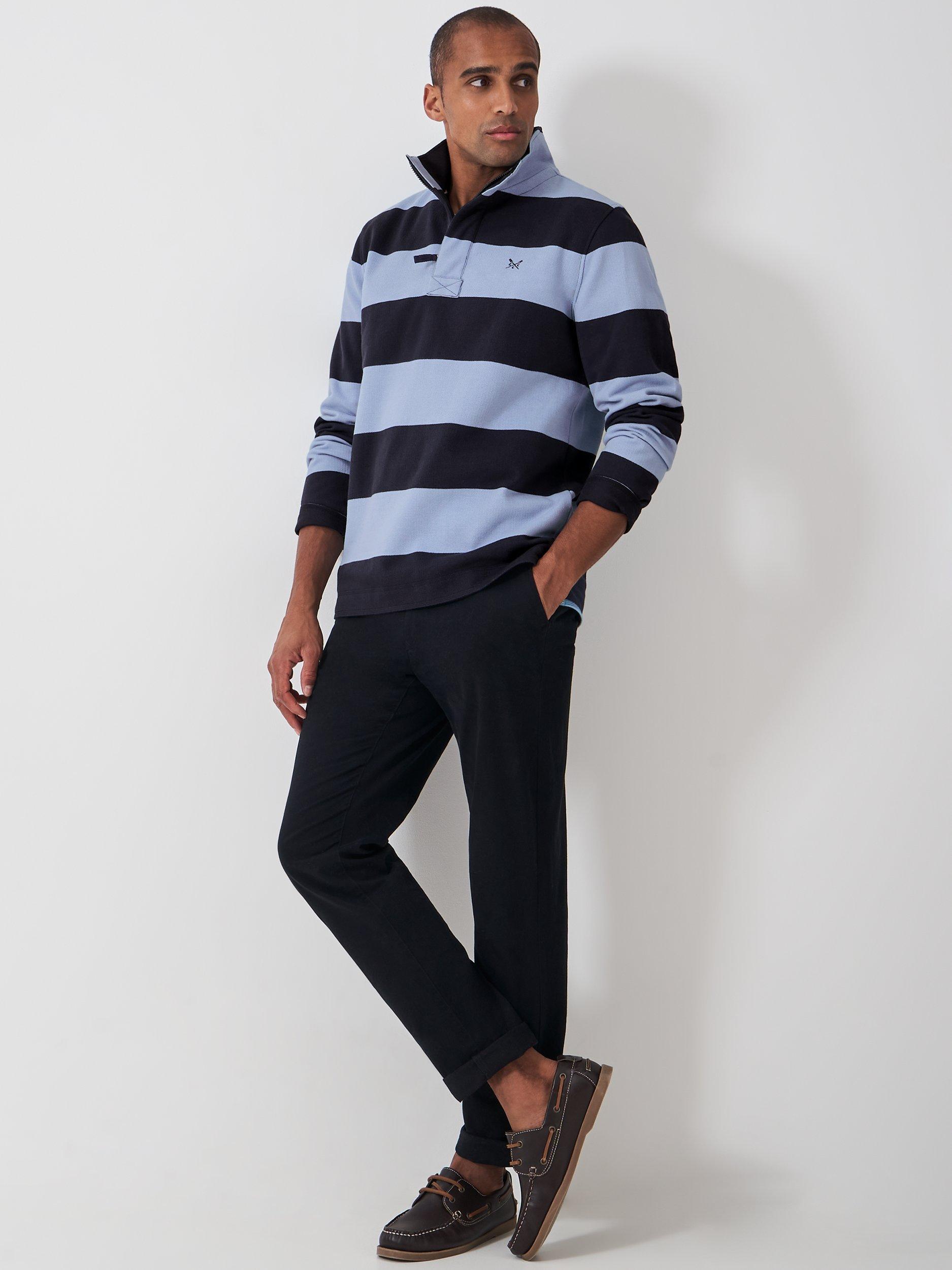 Product image 2 of 5, which shows Crew Clothing Heritage Stripe Padstow Sweatshirt, Navy/Blue, L