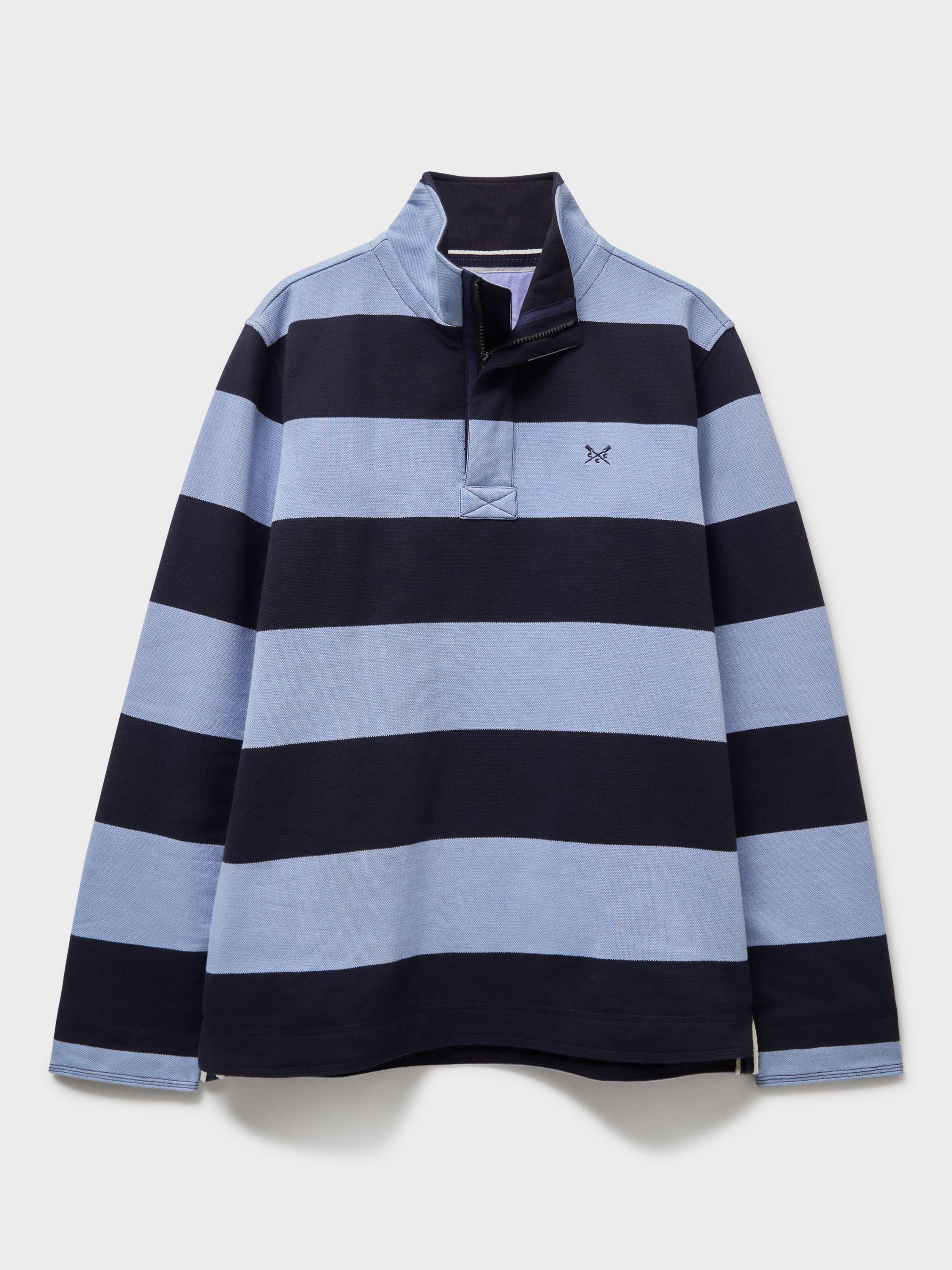 Product image 5 of 5, which shows Crew Clothing Heritage Stripe Padstow Sweatshirt, Navy/Blue, L