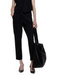 SISLEY Pleat Stretch Tailored Trousers, Black