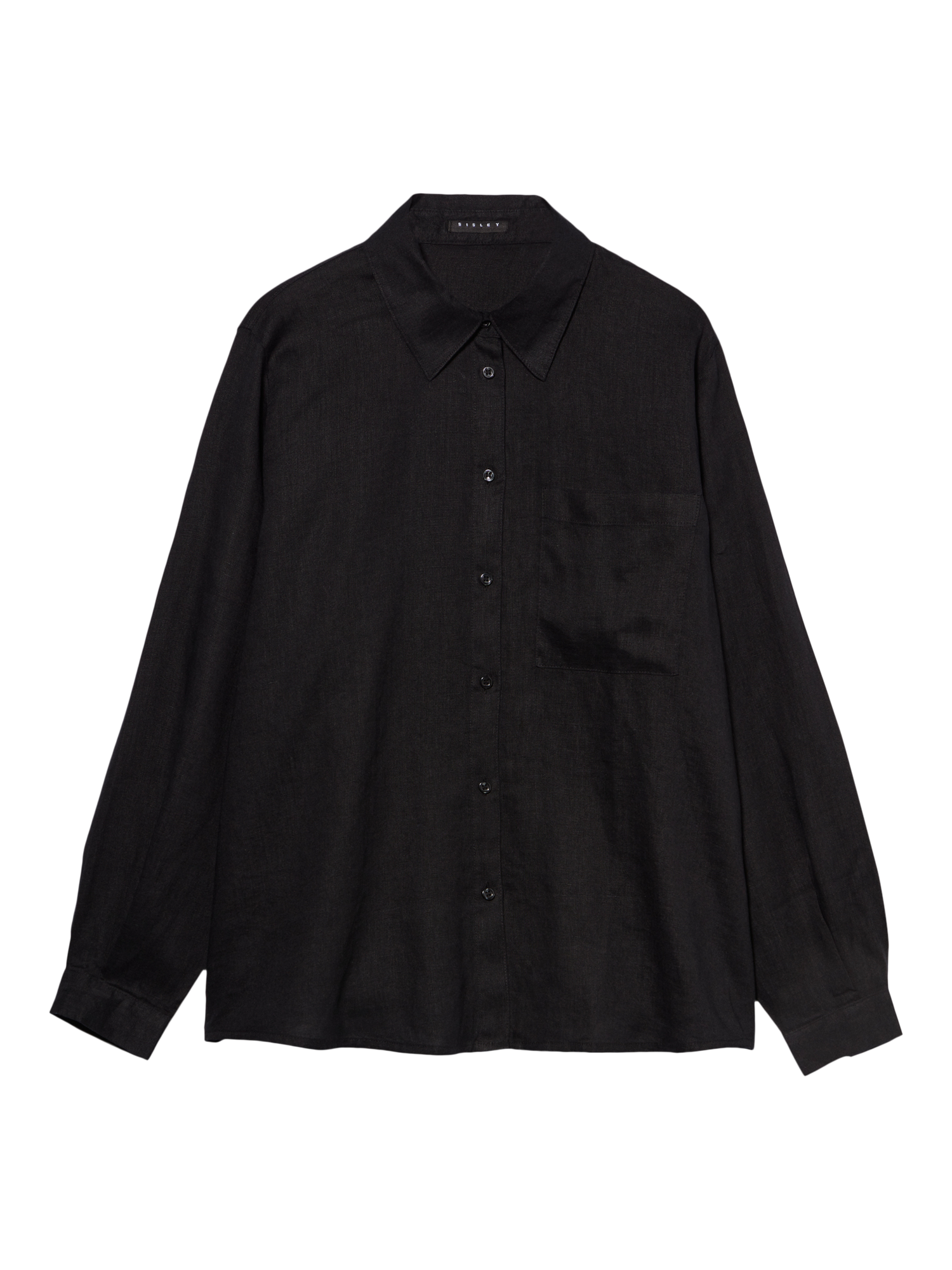 Product image 5 of 5, which shows SISLEY Garment Washed Pure Linen Shirt, Black, XS