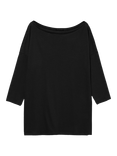 SISLEY Boat Neck 3/4 Length Sleeve Top, Black