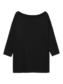 SISLEY Boat Neck 3/4 Length Sleeve Top, Black, Black