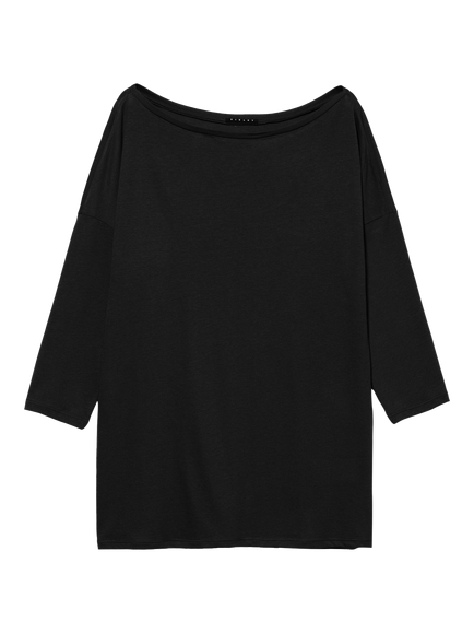 SISLEY Boat Neck 3/4 Length Sleeve Top, Black, Black