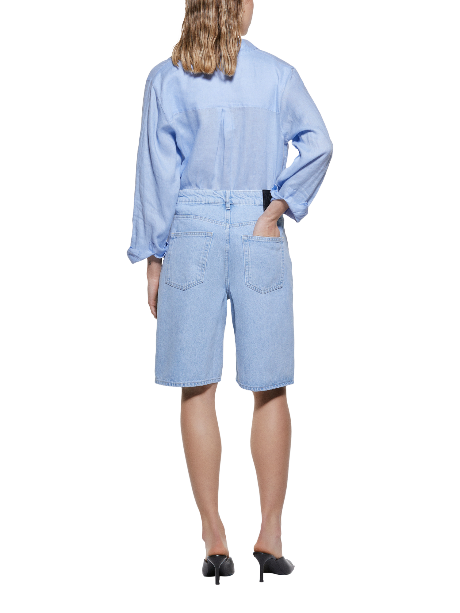 Product image 2 of 6, which shows SISLEY Relax Fit Denim Shorts, Blue, 29R