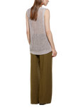 SISLEY High Waist Flare Pure Linen Trousers, Green