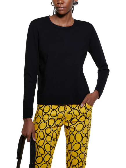 SISLEY Rib Crew Neck Jumper, Black, Black