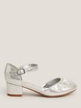 Monsoon Kids' Applique Flower Heeled Shoes, Silver