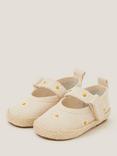 Monsoon Baby Daisy Embroidered Espadrille Shoes, Ivory