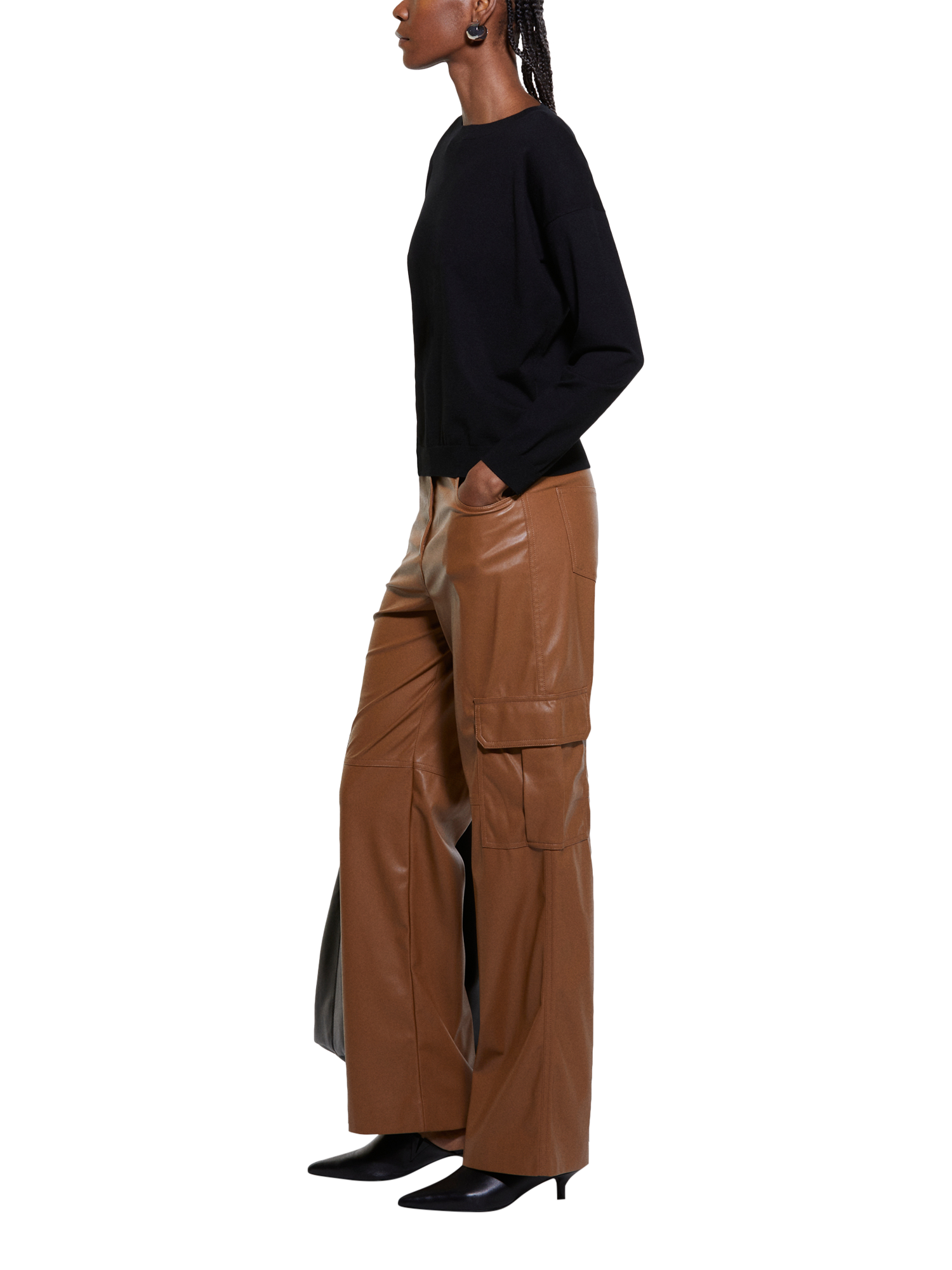 Product image 4 of 5, which shows SISLEY Boat Neck Jumper, Black, XS