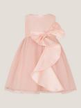 Monsoon Baby Waterfall Bow Sleeveless Dress, Pink