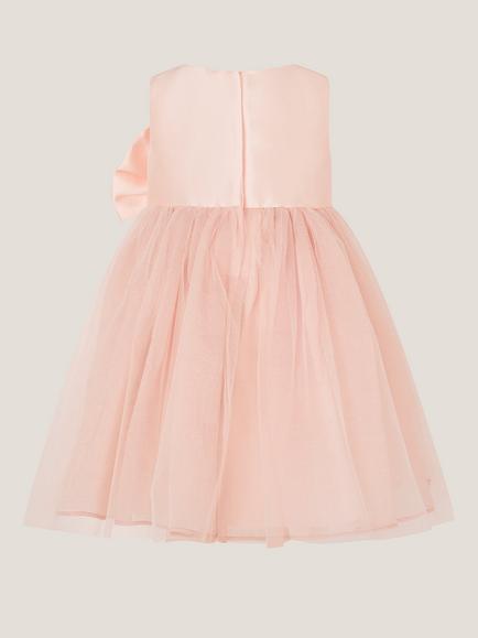 Monsoon Baby Waterfall Bow Sleeveless Dress, Pink - view 2, Pink
