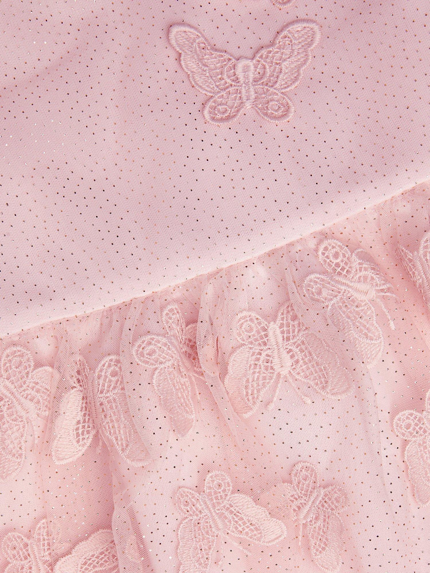Product image 3 of 3, which shows Monsoon Baby Mapel Applique Butterfly Dress, Pink, 0-3 months