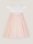 Monsoon Baby Satin Tulle Occasion Dress, Pink