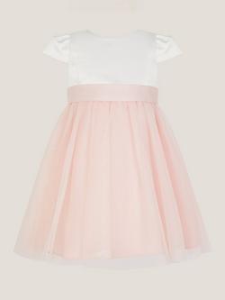 Monsoon Baby Satin Tulle Occasion Dress, Pink, Pink