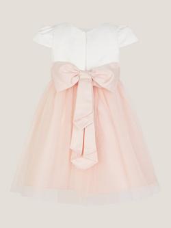 Monsoon Baby Satin Tulle Occasion Dress, Pink - view 2, Pink