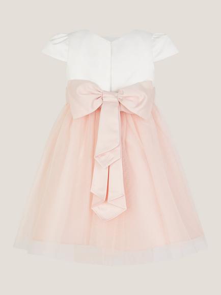 Monsoon Baby Satin Tulle Occasion Dress, Pink - view 2, Pink