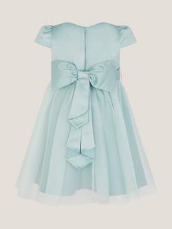 Monsoon Baby Satin Tulle Occasion Dress, Sage - view 2, Sage