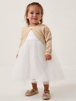 Monsoon Baby Maeve Scallop Trim Cardigan, Gold, Gold