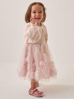 Mondoon Baby Maeve Scallop Trim Cardigan, Pale Pink