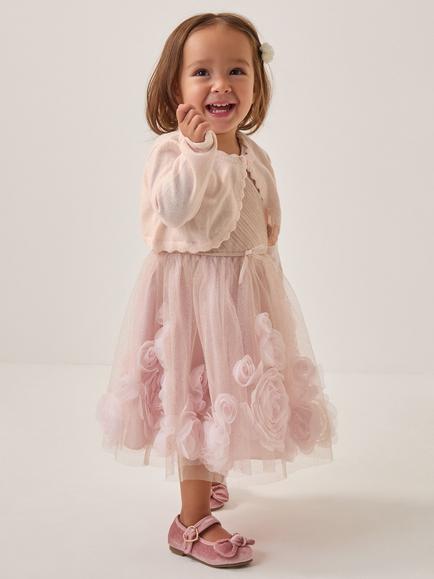 Mondoon Baby Maeve Scallop Trim Cardigan, Pale Pink
