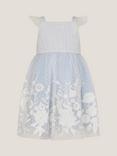 Monsoon Baby Abigail Floral Embroidered Dress, Blue