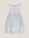 Monsoon Baby Abigail Floral Embroidered Dress, Blue
