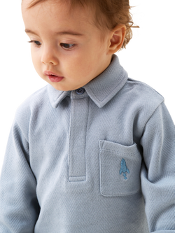 Angel & Rocket Baby Herringbone Mini Co-Ord Set, Blue - view 2, Blue