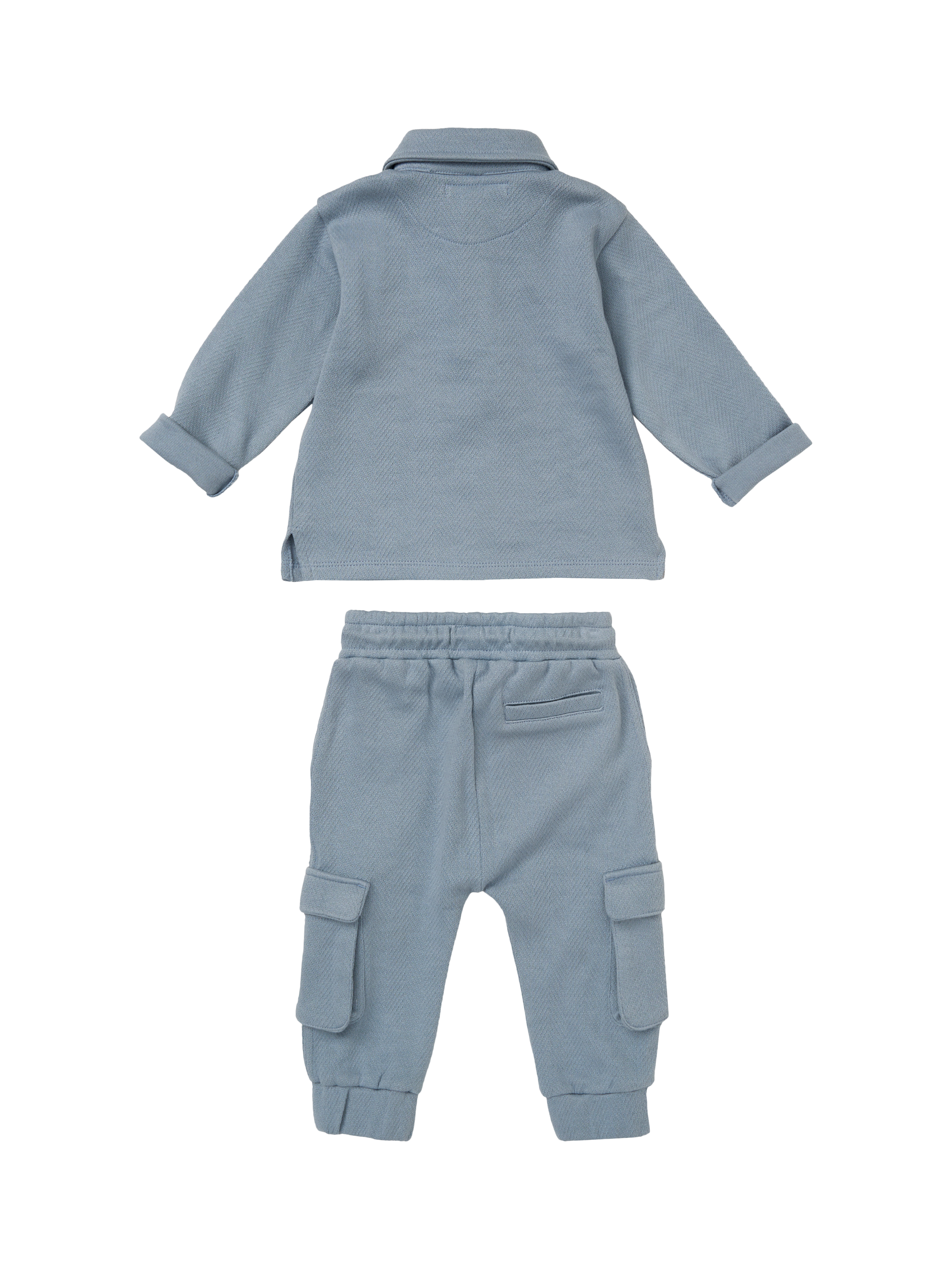 Product image 7 of 8, which shows Angel & Rocket Baby Herringbone Mini Co-Ord Set, Blue, 3-6 months