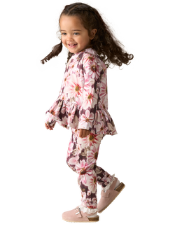 Angel & Rocket Kids' Floral Peplum Top and Leggings Set, Pink - view 2, Pink
