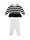 Angel & Rocket Baby Cotton Stripe Top and Legging Set, Black/White
