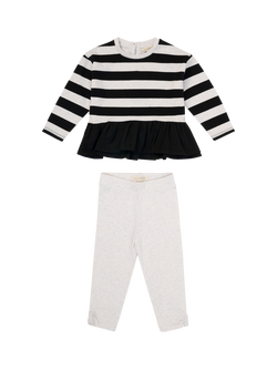 Angel & Rocket Baby Cotton Stripe Top and Legging Set, Black/White, Black/White
