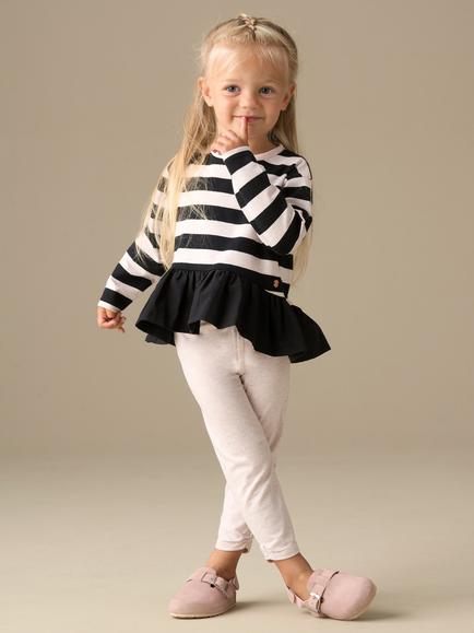 Angel & Rocket Baby Cotton Stripe Top and Legging Set, Black/White, Black/White