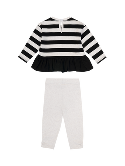 Angel & Rocket Baby Cotton Stripe Top and Legging Set, Black/White - view 2, Black/White