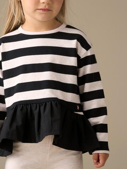 Angel & Rocket Baby Cotton Stripe Top and Legging Set, Black/White - view 2, Black/White